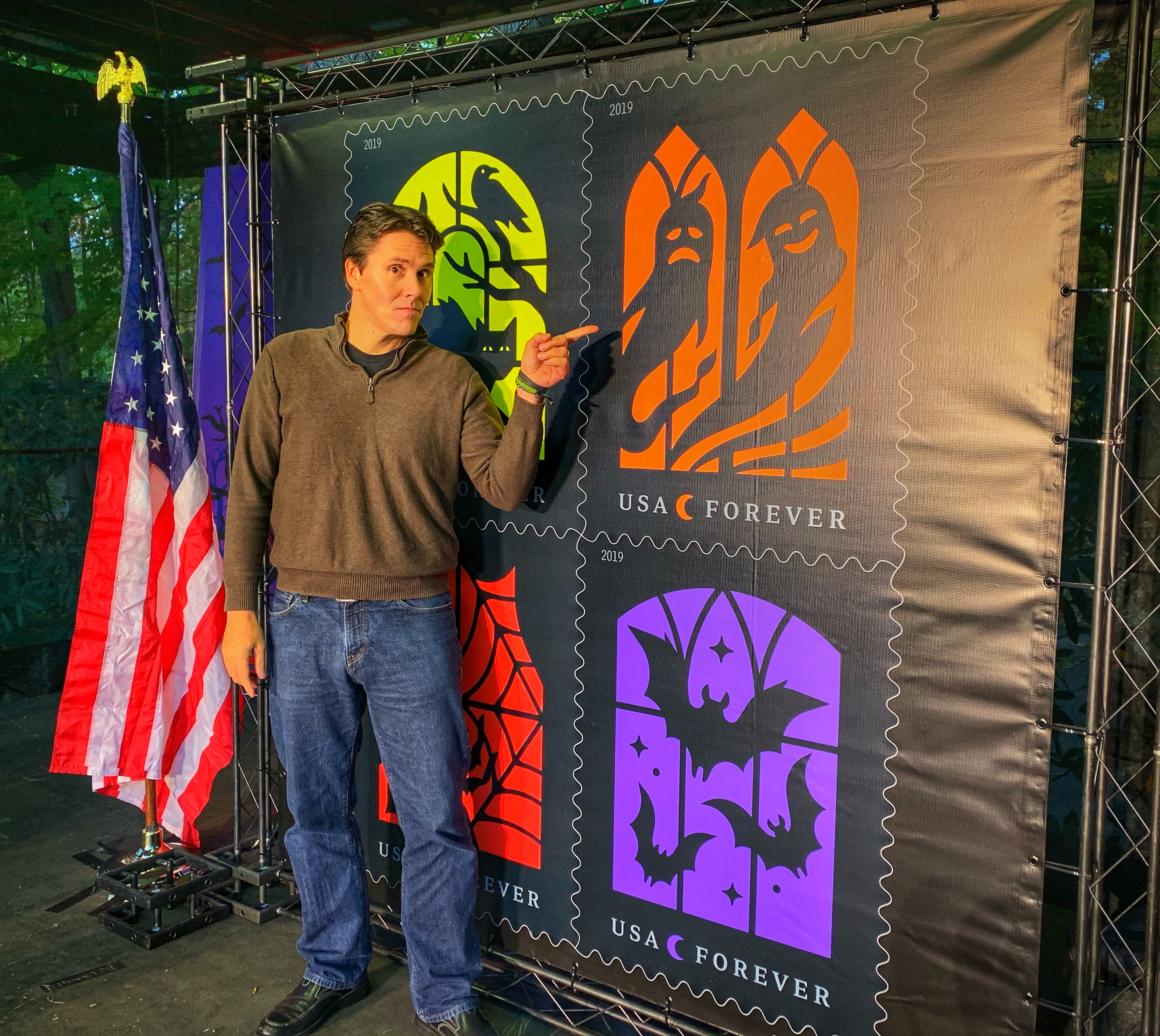 Jeff Belanger at the 2019 First Day of Issue Launch of the 2019 US Postal Service's Halloween Stamps.