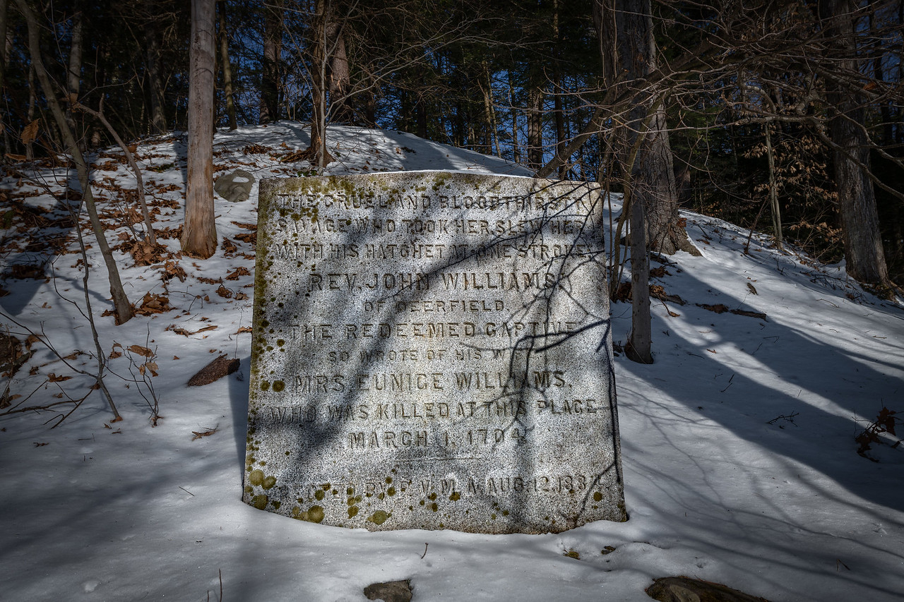 The stone commemorating the murder of Eunice Williams. Photo by Frank Grace.
