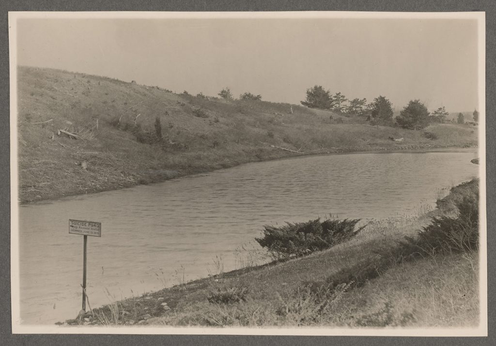 Suicide Pond in Haverhill, Massachusetts, circa 1892. Photo by Austin P. Nichols and courtesy of the Trustees of the Haverhill Public Library, Special Collections Department.
