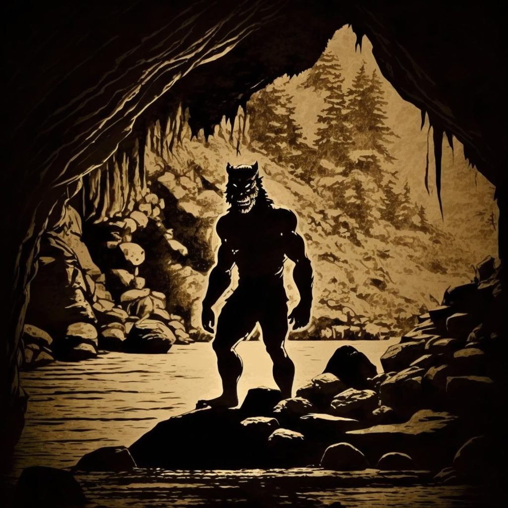 The Woonsocket Werewolf by a Devil Hole near the Blackstone River.