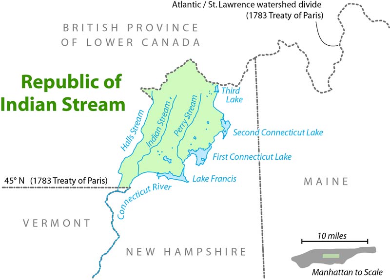 Map of the Republic of Indian Stream in Pittsburg, New Hampshire