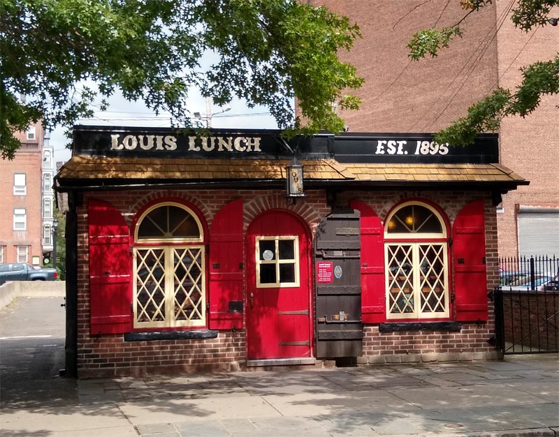 Louis Lunch on Crown Street in New Haven, Connecticut.