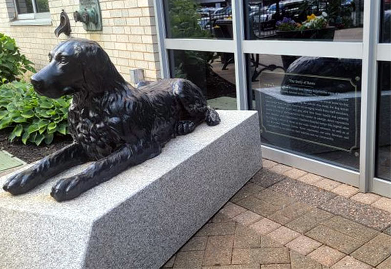 The statue of Rover in front of Hartford Hospital's main entrance in Hartford, Connecticut.