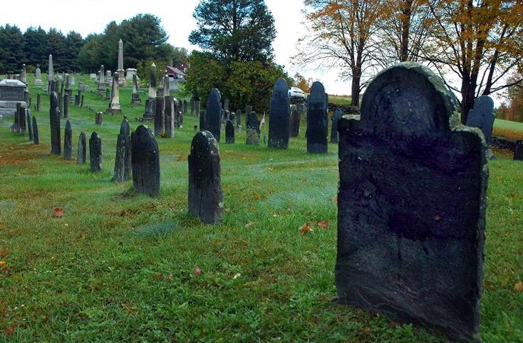 The Spaulding graves at Dummerston Center Cemetery in Vermont.