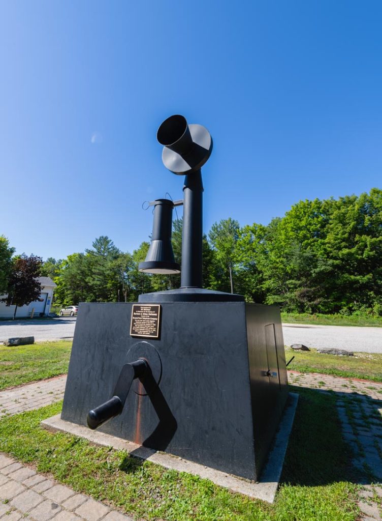 The World's Largest Crank Telephone on display in Woodstock, Maine. Photo by Frank Grace.