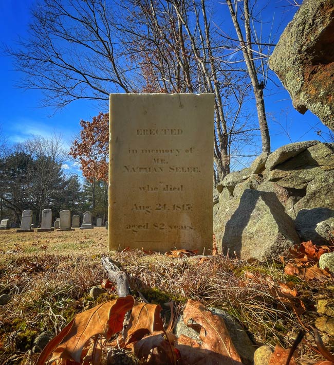 Nathan Selee's grave in Easton, Massachusetts. Photo by Jeff Belanger.