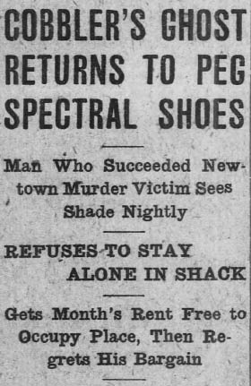 A haunted headline from the January 5, 1915 The Bridgeport Times and Evening Farmer newspaper.