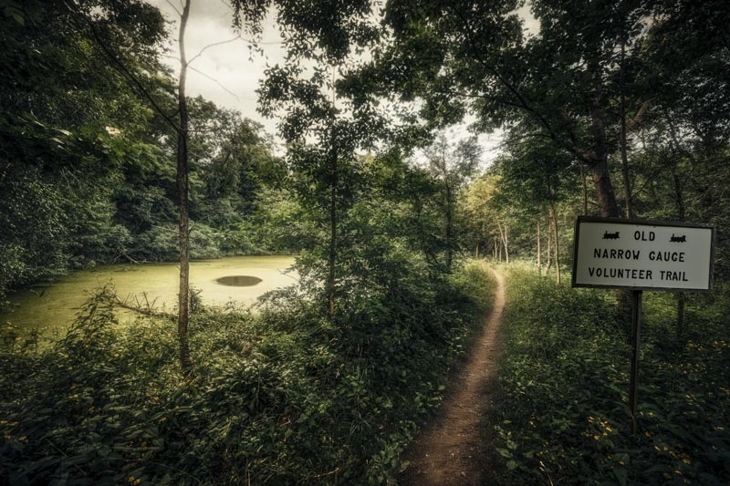 The Old Narrow Gauge Volunteer Trail in Randolph, Maine. A hotspot for sightings of the ghost of Bicycle Larry. Photo by Frank Grace.