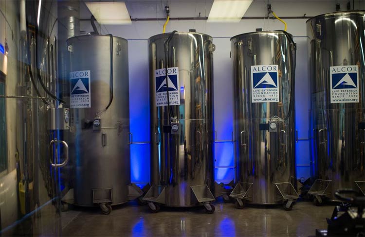 Cryogenics tanks at Alcor - like the container holding the remains of Ted Williams.