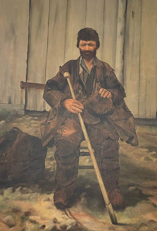 A painting of The Leatherman that hangs in the Derby Public Library. 