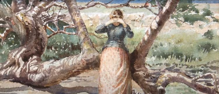 "Angela O'Leary" watercolor painted by Sydney R. Burleigh, 1910.