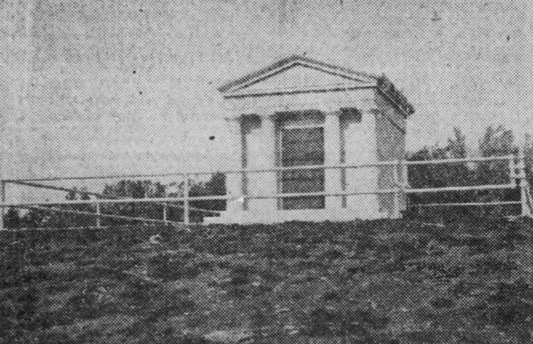 The mausoleum of Vermont poet Daniel Cady circa 1934.