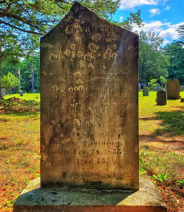 The grave of Mary Ritter - AKA The Blue Lady of Vale End Cemetery in Wilton, New Hampshire.