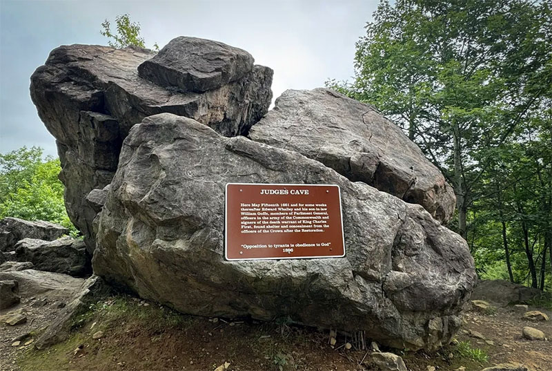 Judges Cave in West Rock Ridge State Park in New Haven, Connecticut.
