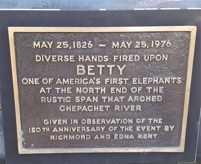 The plaque marking where Little Betty was murdered on the bridge on Main Street of Chepachet, Rhode Island.