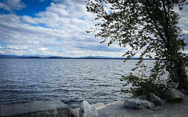 The Lake Champlain view from Colchester, Vermont, today.