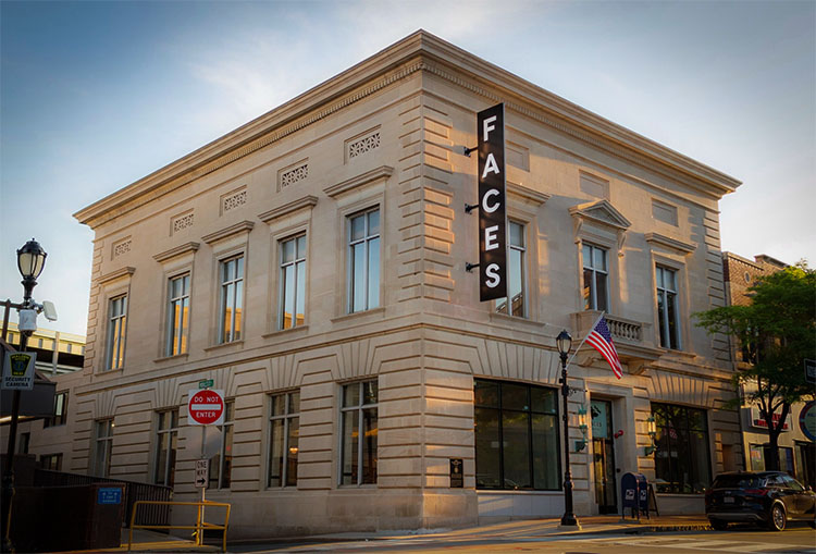 The former First National Bank of Malden turned Faces brewery and restaurant.