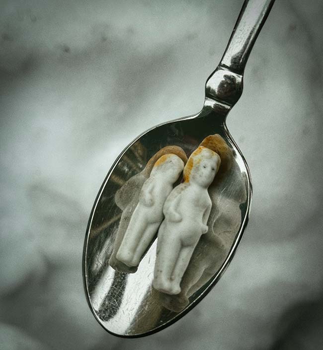 Jeff's antique Frozen Charlotte dolls made in Germany in the late 1800s.