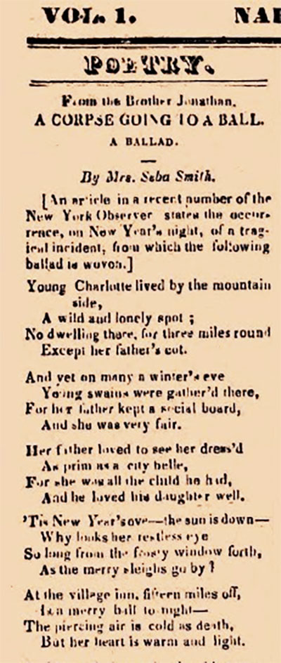 A Corpse Going to a Ball poem by Elizabeth Oakes Smith