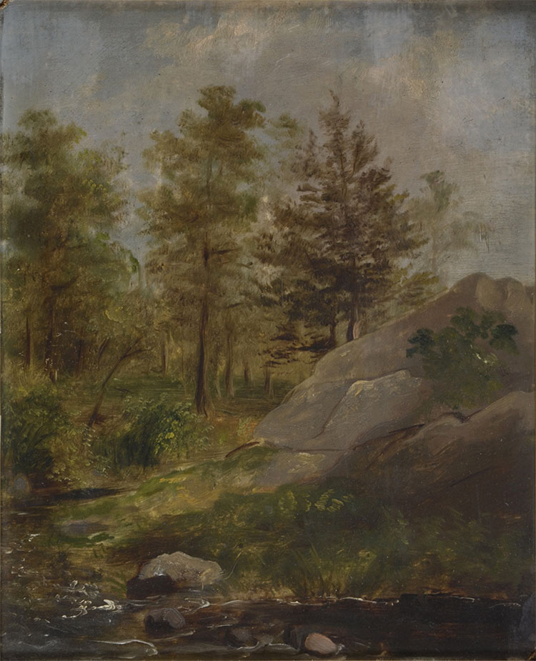 An 1871 painting of Slate Rock on the Seekonk River by James Sullivan Lincoln.