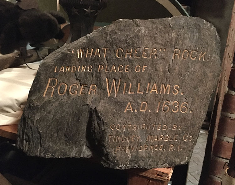 A small section of "What Cheer Rock" at the Rhode Island Historical Society.
