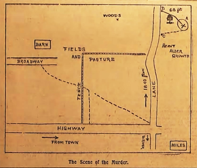 A map of where the murder of Sarah Ware took place in Bucksport, Maine.