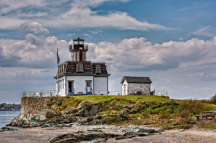 Rose Island Lighthouse off the coast of Newport, Rhode Island. Photo by Frank Grace.