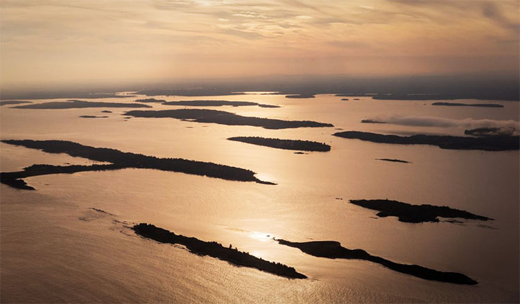 Some islands in Casco Bay, Maine.