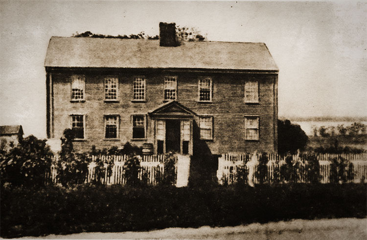 The Cornell Farmhouse in Portsmouth, Rhode Island, before it burned down in 1889.