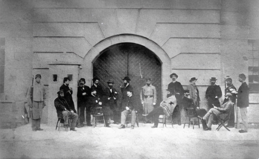 Confederate prisoners at Ft. Warren on Georges Island. Circa 1863.
