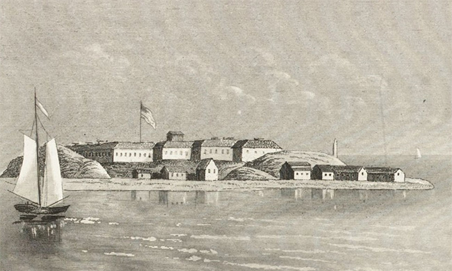 A drawing of Ft. Warren on Georges Island circa 1850s.